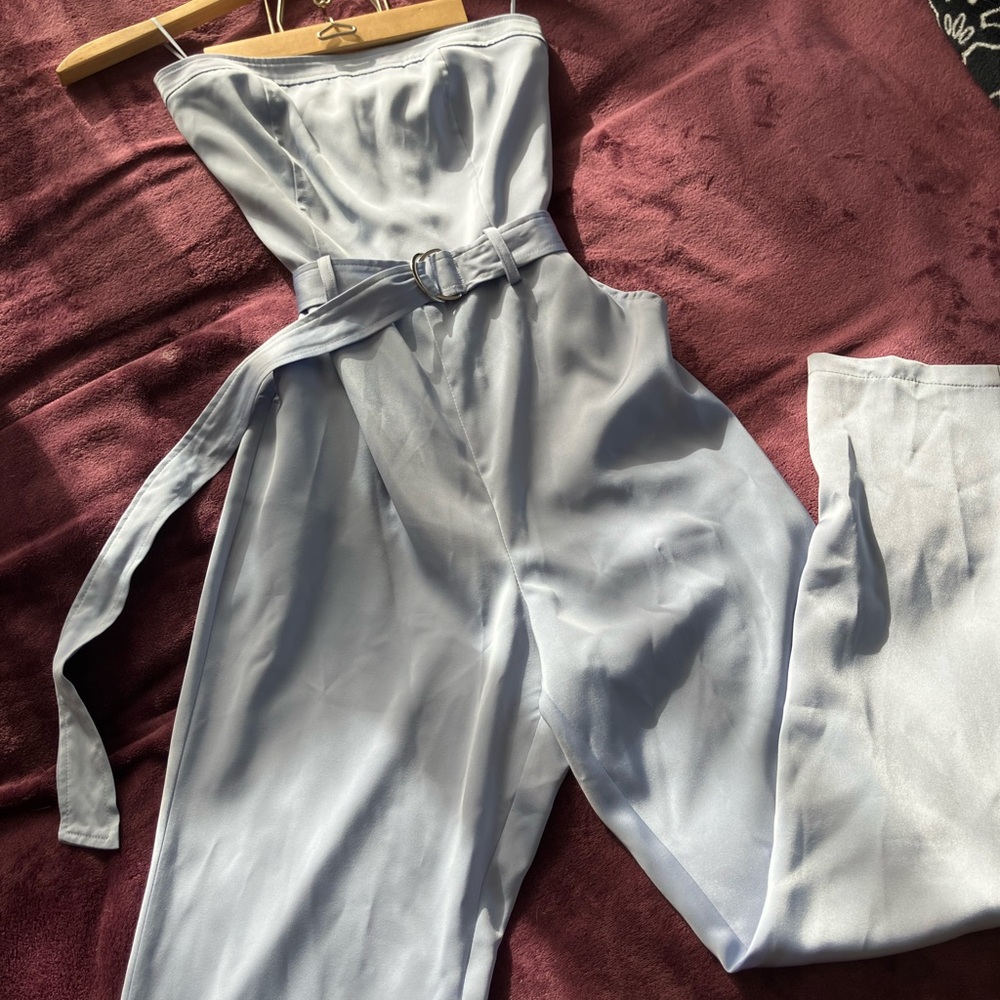 Have Light Blue Strapless Jumpsuit